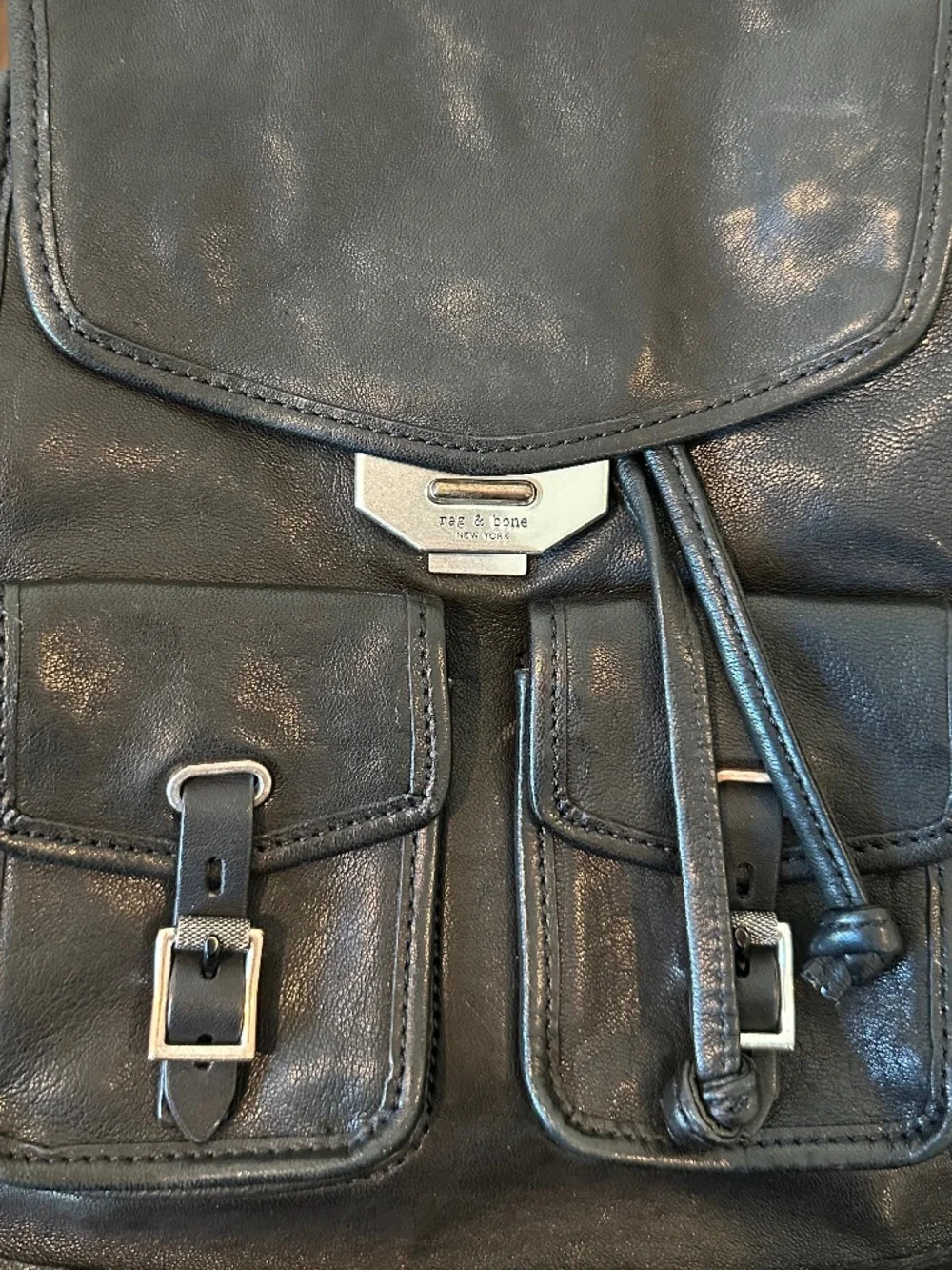 Rag & Bone Mini Black Lambskin Leather Backpack